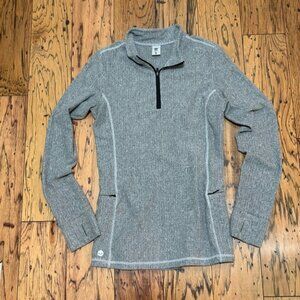 Senita Athletics Gray Herringbone Quarter-Zip Pullover Size Small